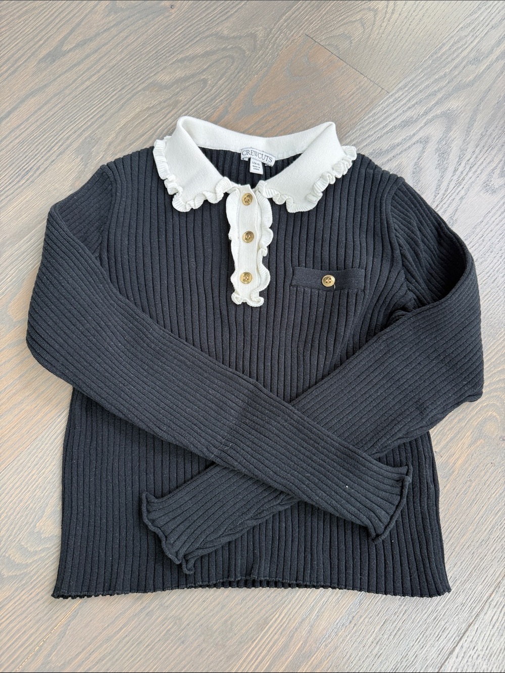 Crewcuts black collared ribbed sweater